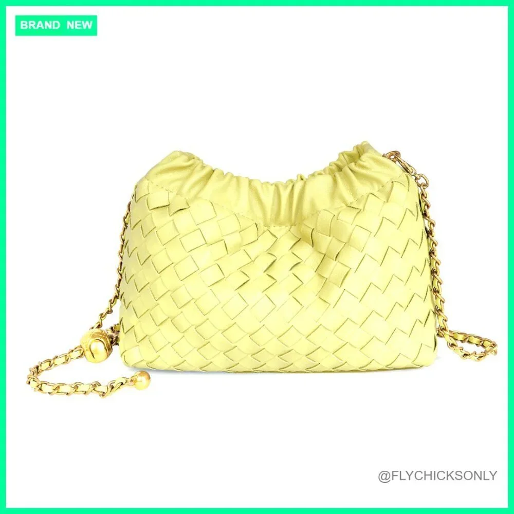 Woven Faux Leather Hobo Bag with Adjustable Strap, Crossbody Clutch Purse